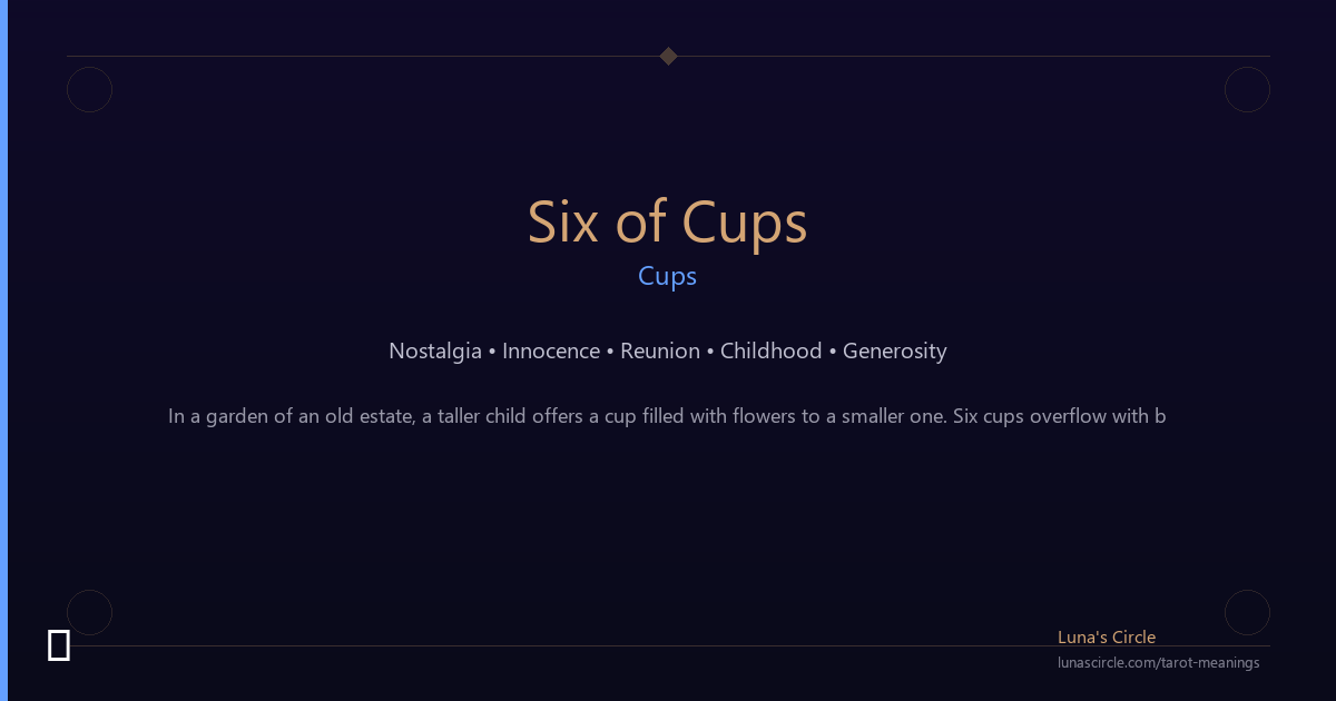 Six of Cups Meaning: Nostalgia, Innocence & the Gifts of the Past
